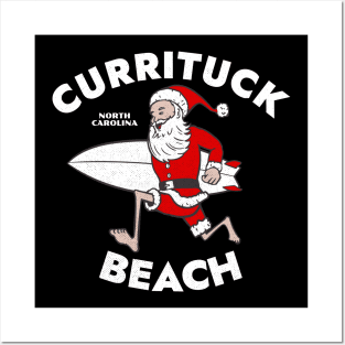 Currituck Beach, NC Christmas Vacationing Skiing Santa Posters and Art